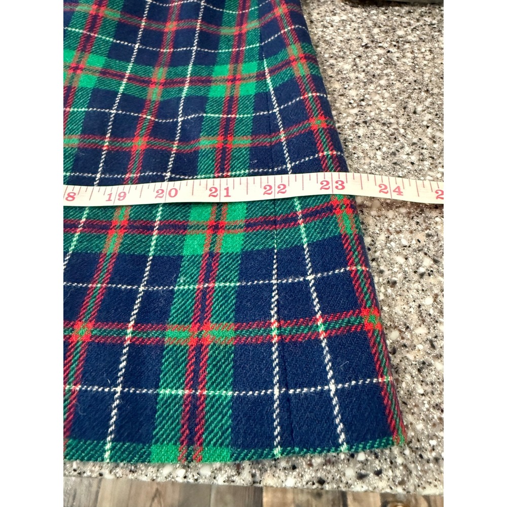 Vintage Pendleton Wool Plaid Midi Skirt Green Navy Red Pockets Made in USA 12 - Picture 10 of 11